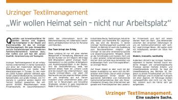 Urzinger Textilmanagement in der Wirtschaftszeitung des Wochenblatts Landshut